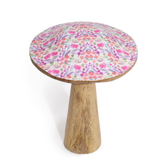 Med Wooden Mushroom - Pretty Floral - Image med-wooden-mushroom--pretty-floral-wmush-06