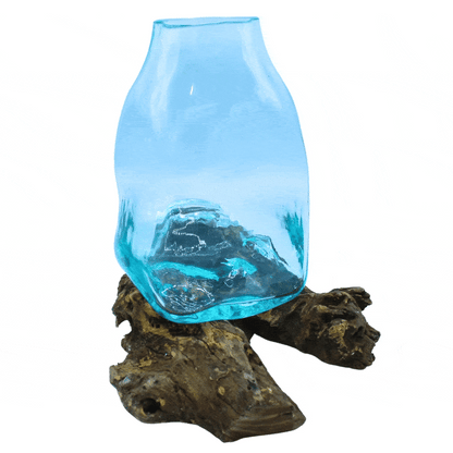 Large Molten Glass Vase - Terrarium Jar on Wood - Image large-molten-glass-vase--terrarium-jar-on-wood-mgw-38
