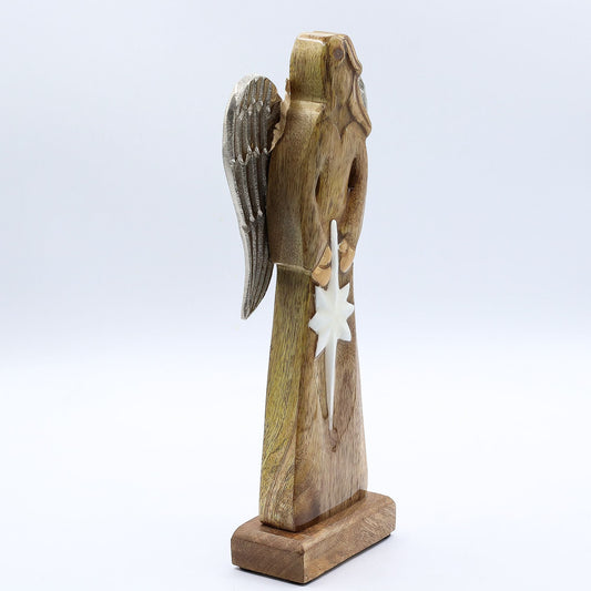 Large Mango Wood Peace Angel Metal Wings & Enamel Detail - Image large-mango-wood-peace-angel-metal-wings--enamel-detail-wang-10