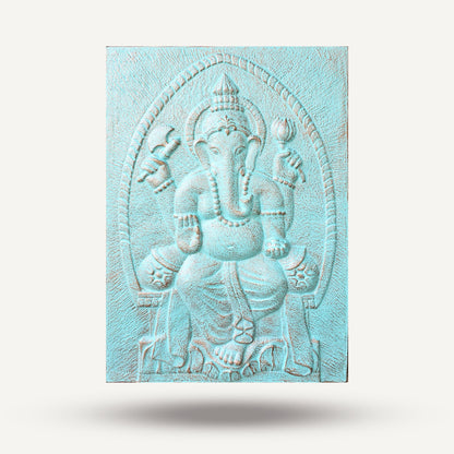 Large Ganpati Iron Frame Turquoise Relief - 0.7x1m - Image large-ganpati-iron-frame-turquoise-relief--07x1m-gas-13
