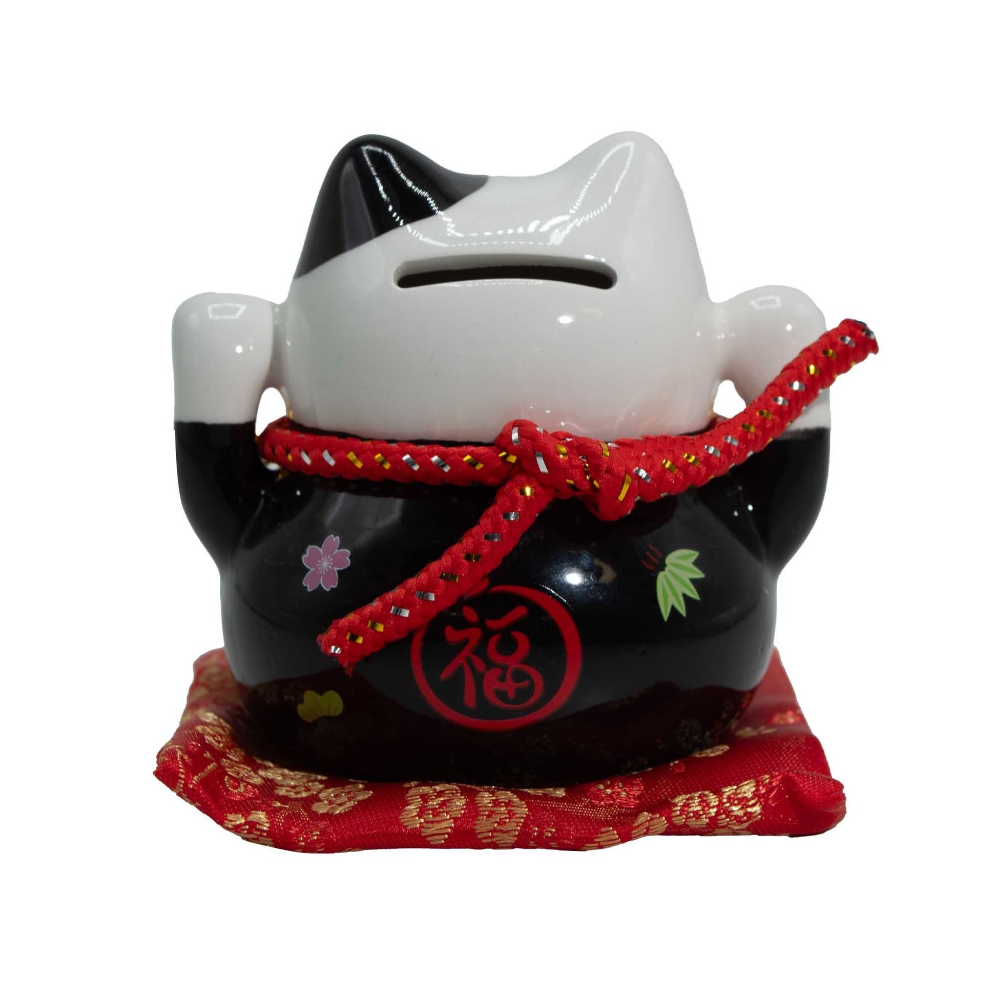 Ceramic Money Cat Bank - Black on Cushion - Image ceramic-money-cat-bank--black-on-cushion-mcat-16