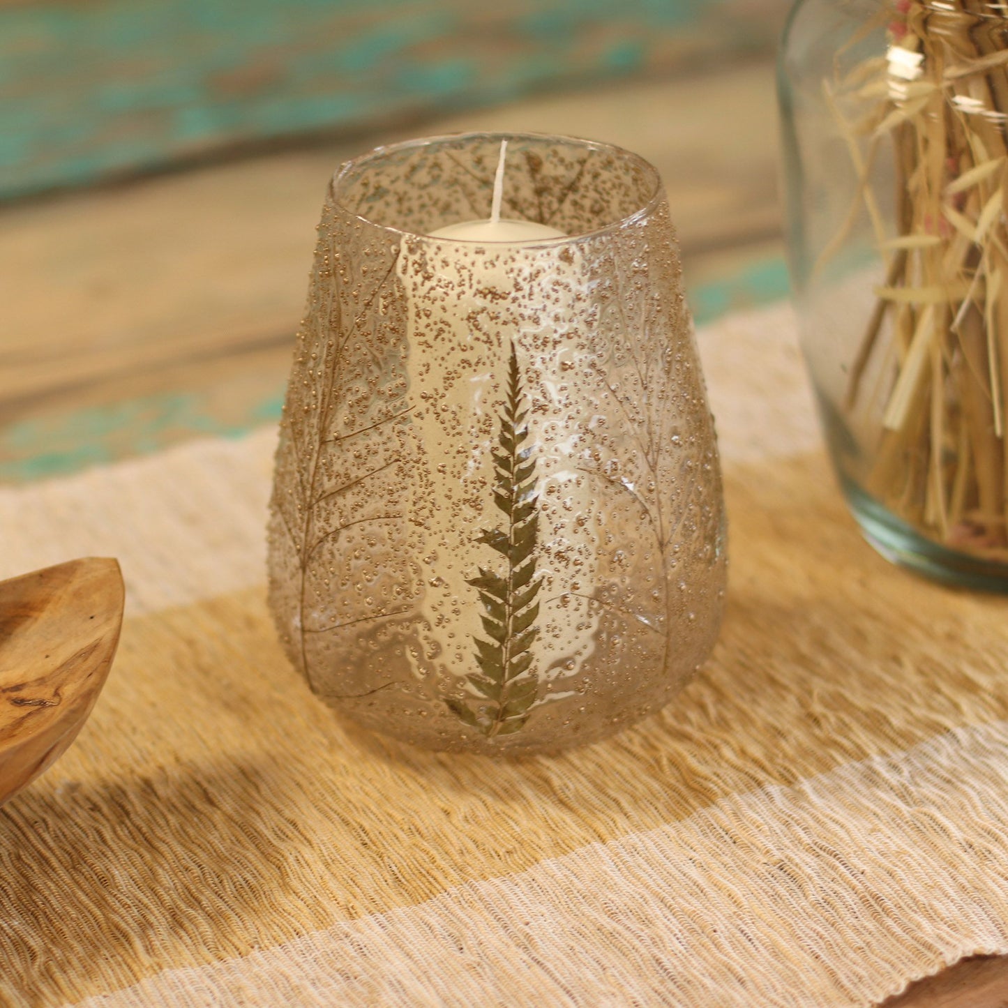 Natural Floral Glass - Large Bowl Candle Holder - Pino - (15x12cm) - Image natural-floral-glass--large-bowl-candle-holder--pino--15x12cm-nfg-11