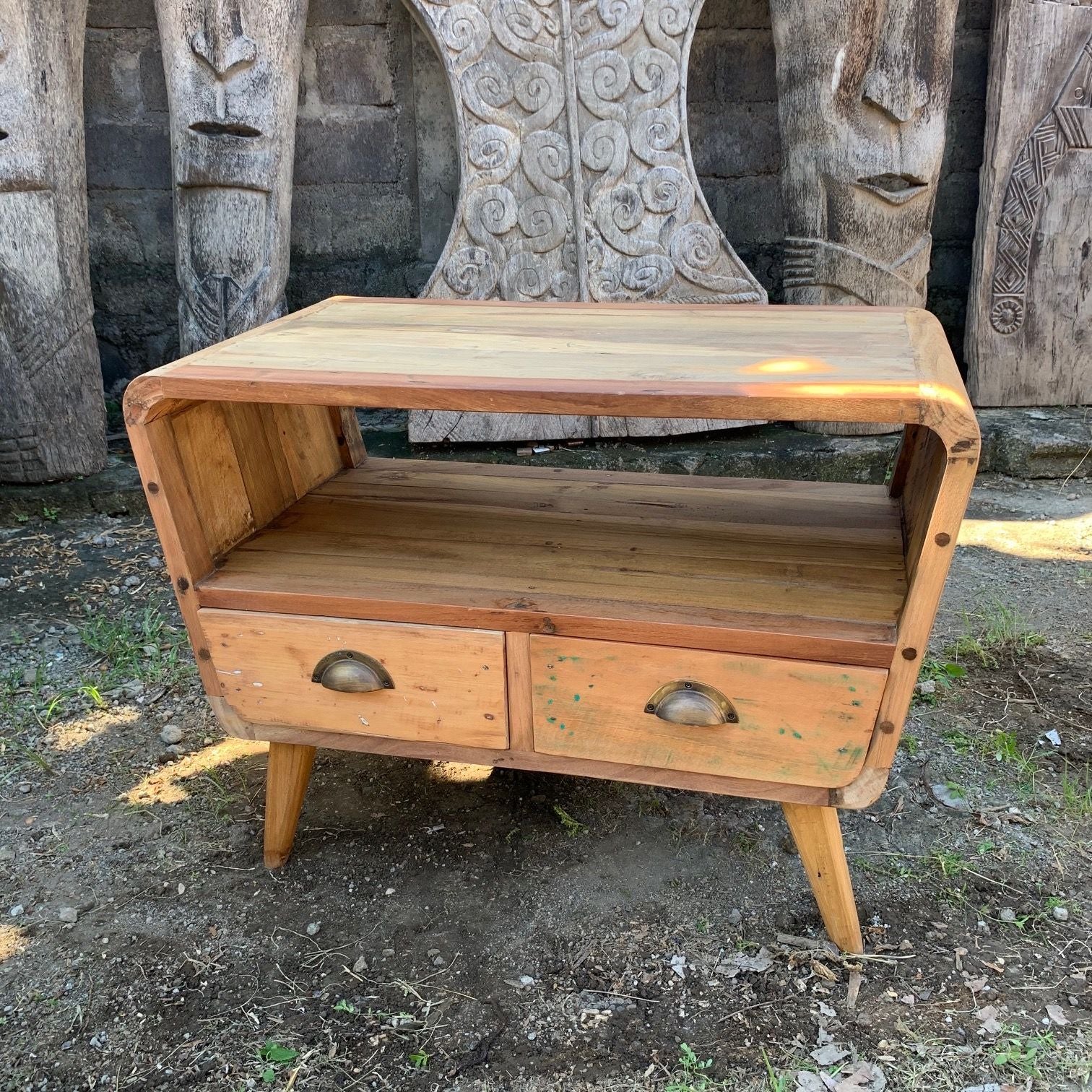 Small TV Stand with 2 Draws Round - Recycled Wood - Image small-tv-stand-with-2-draws-round--recycled-wood-acshop-13
