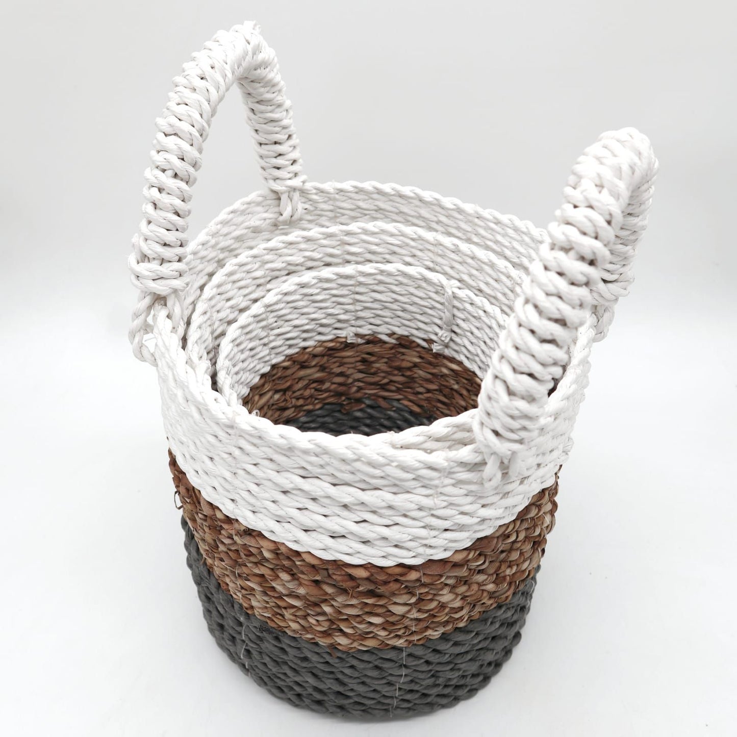 Seagrass Basket Set - Grey / Natural / White - Image seagrass-basket-set--grey--natural--white-sbs-03