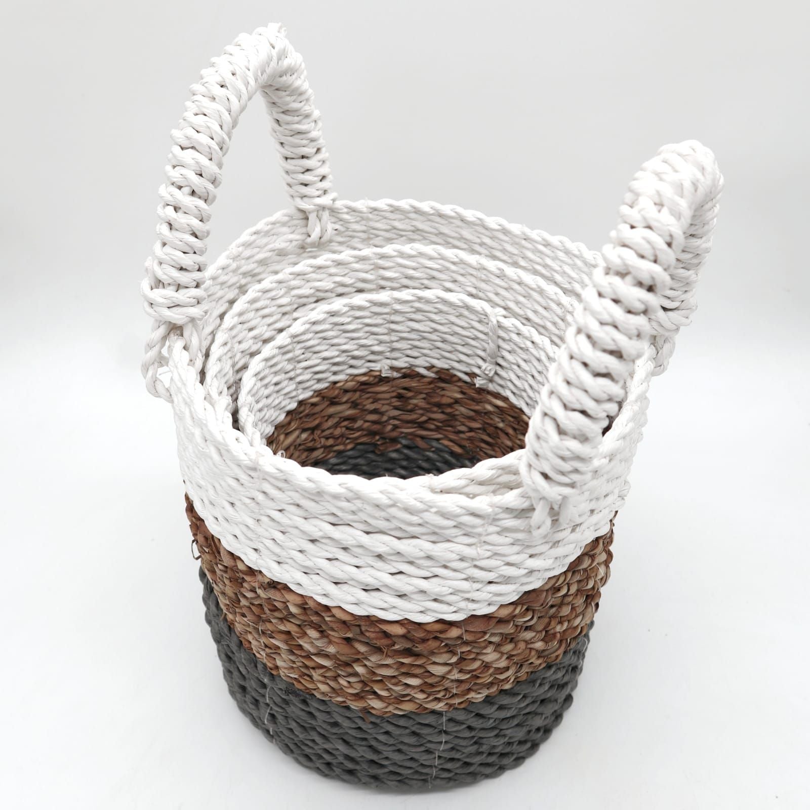 Seagrass Basket Set - Grey / Natural / White - Image seagrass-basket-set--grey--natural--white-sbs-03