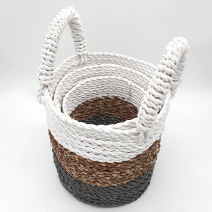 Seagrass Basket Set - Grey / Natural / White - Image seagrass-basket-set--grey--natural--white-sbs-03