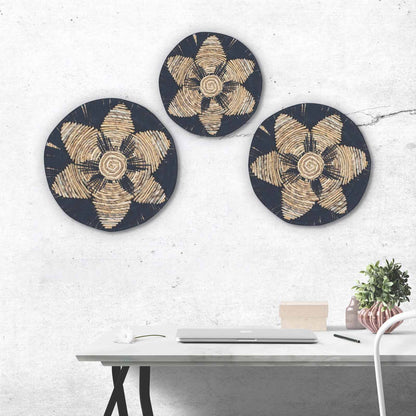 Set of Three Seagrass Bowls Wall Art - Black - Image set-of-three-seagrass-bowls-wall-art--black-nwa-05