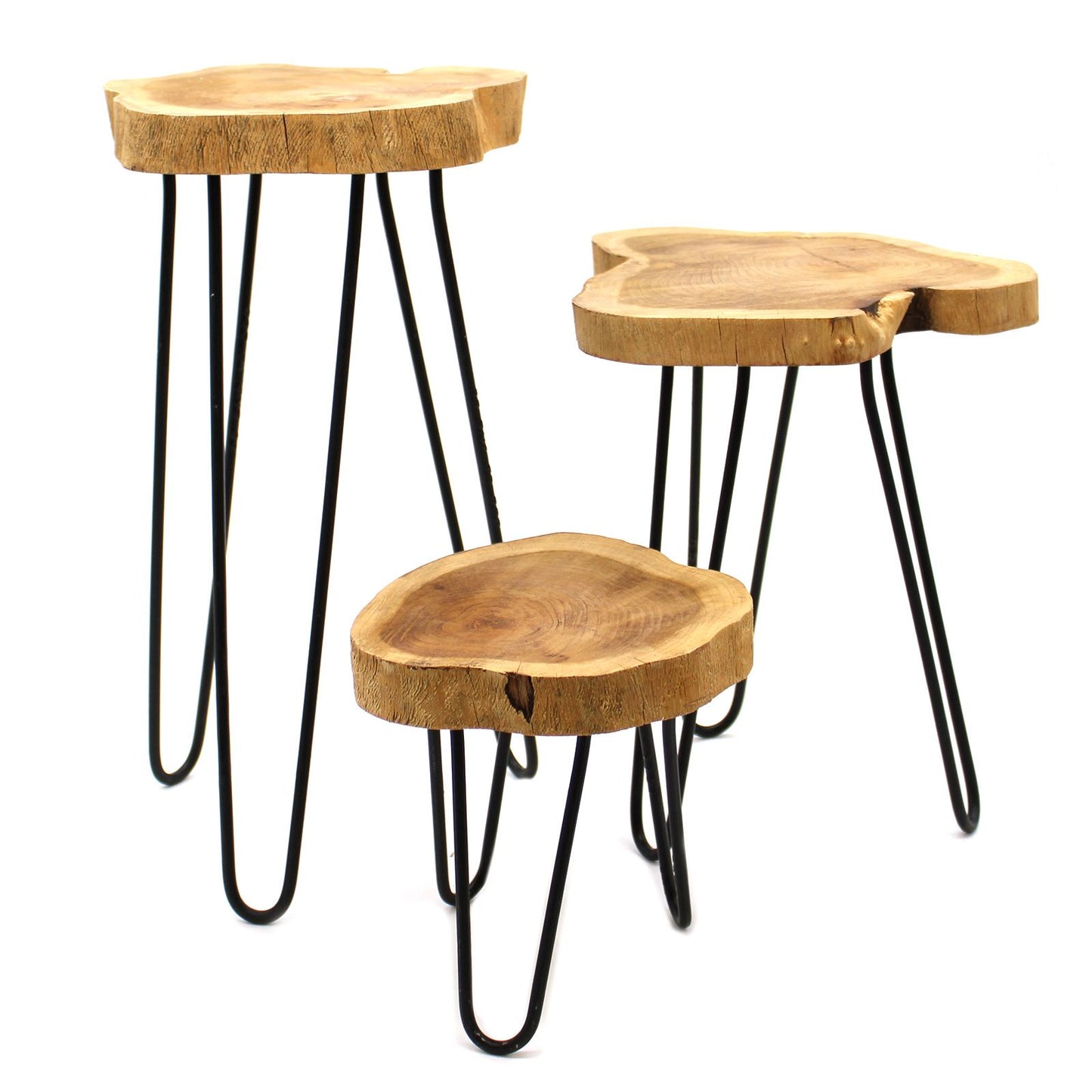 Set of 3 Gamal Wood Plant Stands - Natural - Image set-of-3-gamal-wood-plant-stands--natural-pss-03