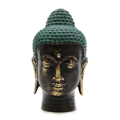Small Antique Brass Buddha Head - Image small-antique-brass-buddha-head-bff-27