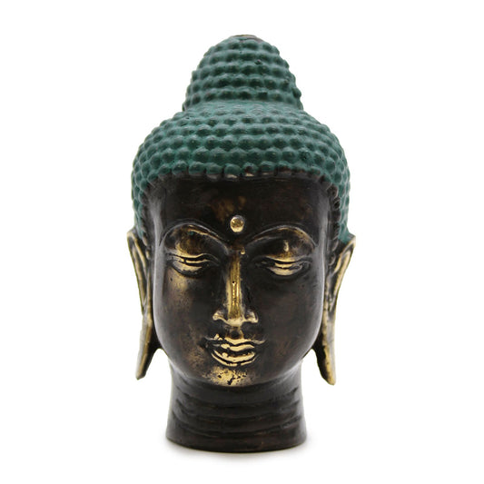 Small Antique Brass Buddha Head - Image small-antique-brass-buddha-head-bff-27