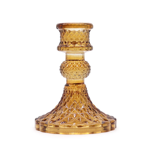 Vintage Dinner Candle Holder - Antique Amber - Image vintage-dinner-candle-holder--antique-amber-gchd-02