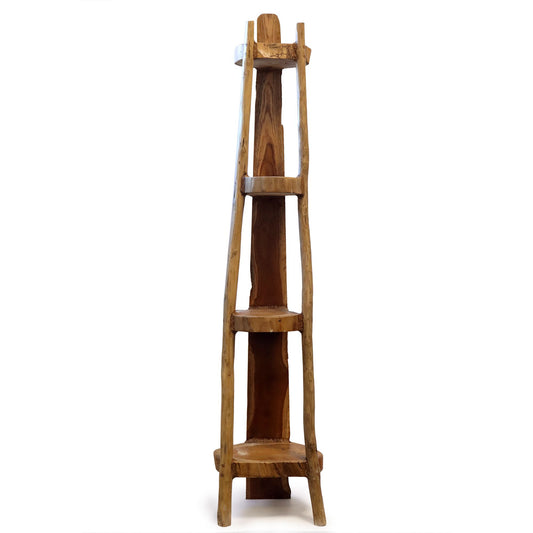 Natural Teak Corner Unit 4 Shelves - 135cm high - Image natural-teak-corner-unit-4-shelves--135cm-high-tds-03