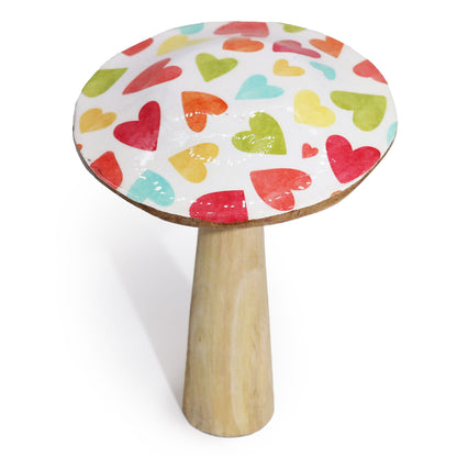 Large Wooden Mushroom - Pastel Hearts - Image large-wooden-mushroom--pastel-hearts-wmush-08
