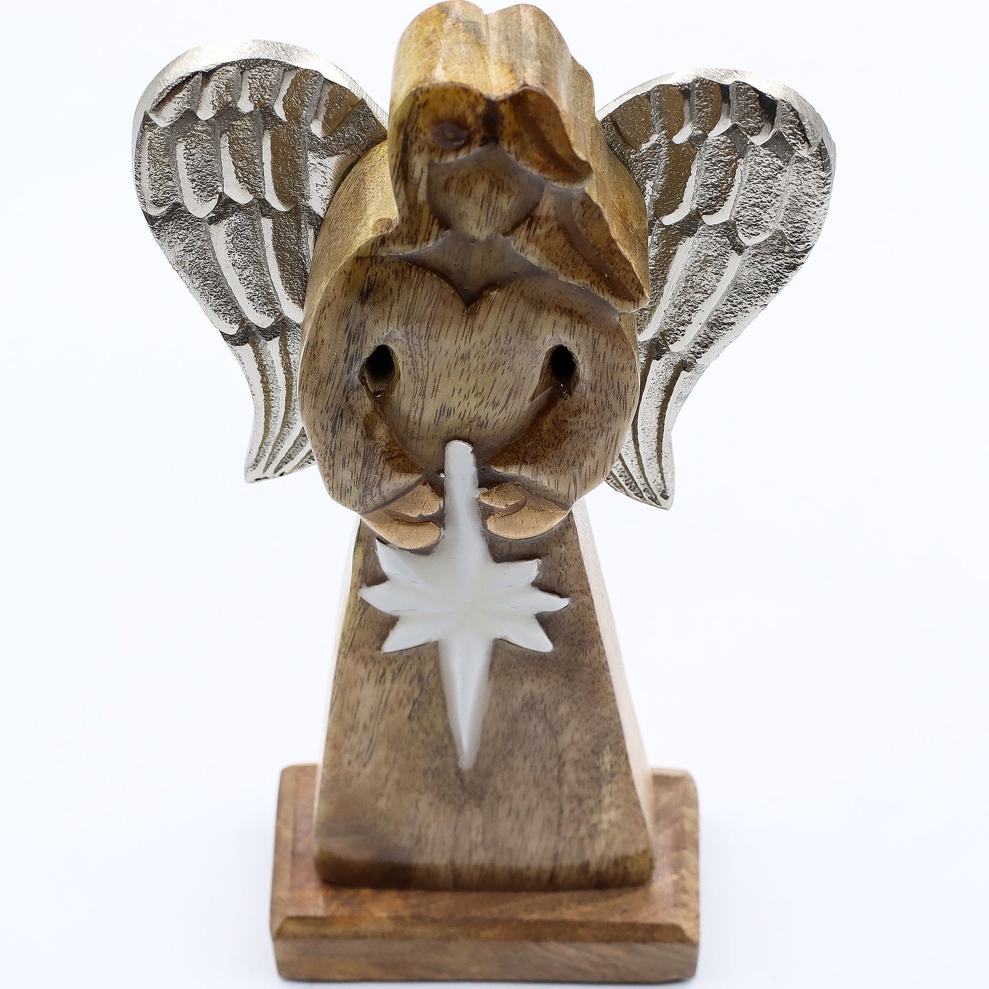 Large Mango Wood Peace Angel Metal Wings & Enamel Detail - Image large-mango-wood-peace-angel-metal-wings--enamel-detail-wang-10