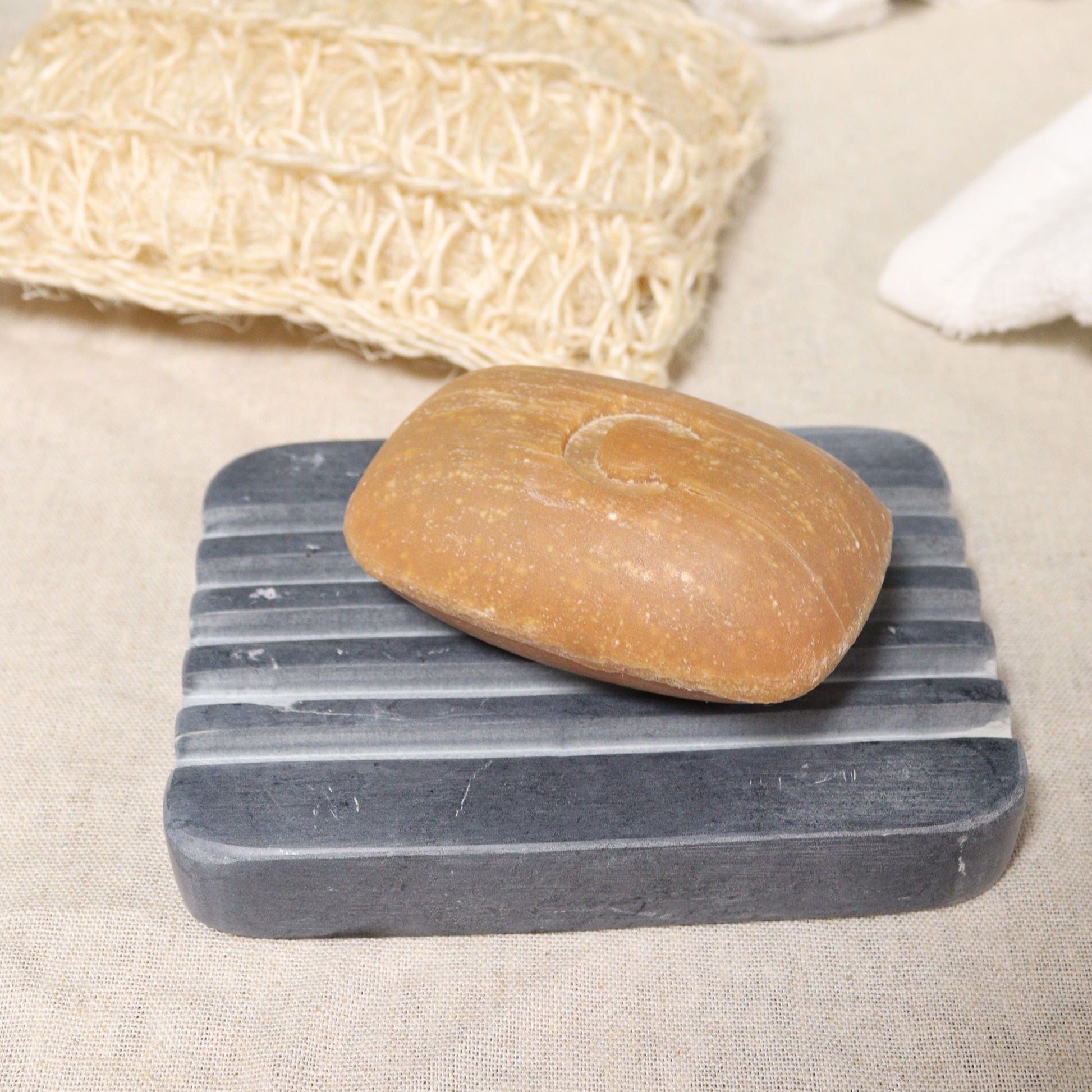 Grey Soapstone Soap Dish 12x8.5cm - Heavey Ridges - Image grey-soapstone-soap-dish-12x85cm--heavey-ridges-ssd-17