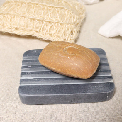 Grey Soapstone Soap Dish 12x8.5cm - Heavey Ridges - Image grey-soapstone-soap-dish-12x85cm--heavey-ridges-ssd-17