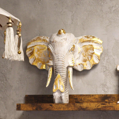 Large Elephant Head - Gold & Whitewash - Image large-elephant-head--gold--whitewash-vintep-03