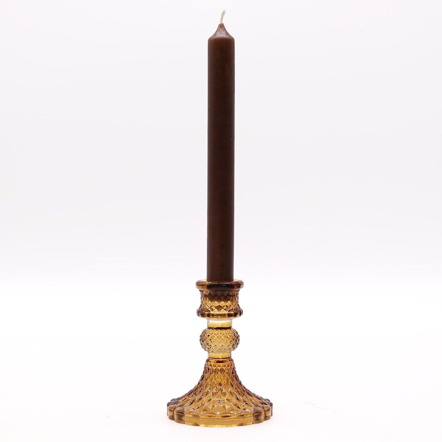 Vintage Dinner Candle Holder - Antique Amber - Image vintage-dinner-candle-holder--antique-amber-gchd-02