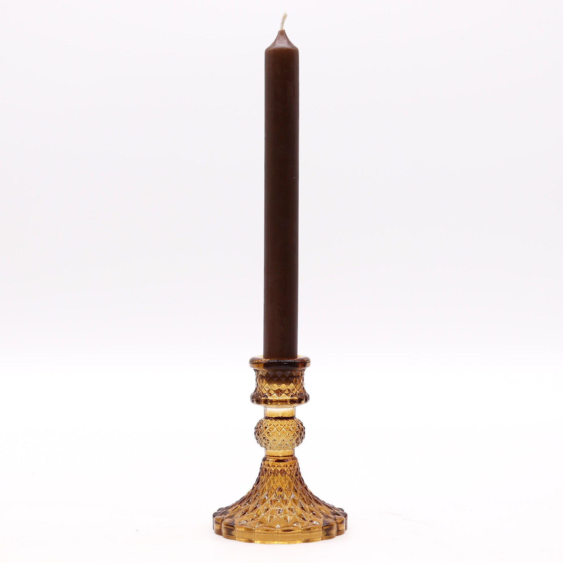 Vintage Dinner Candle Holder - Antique Amber - Image vintage-dinner-candle-holder--antique-amber-gchd-02