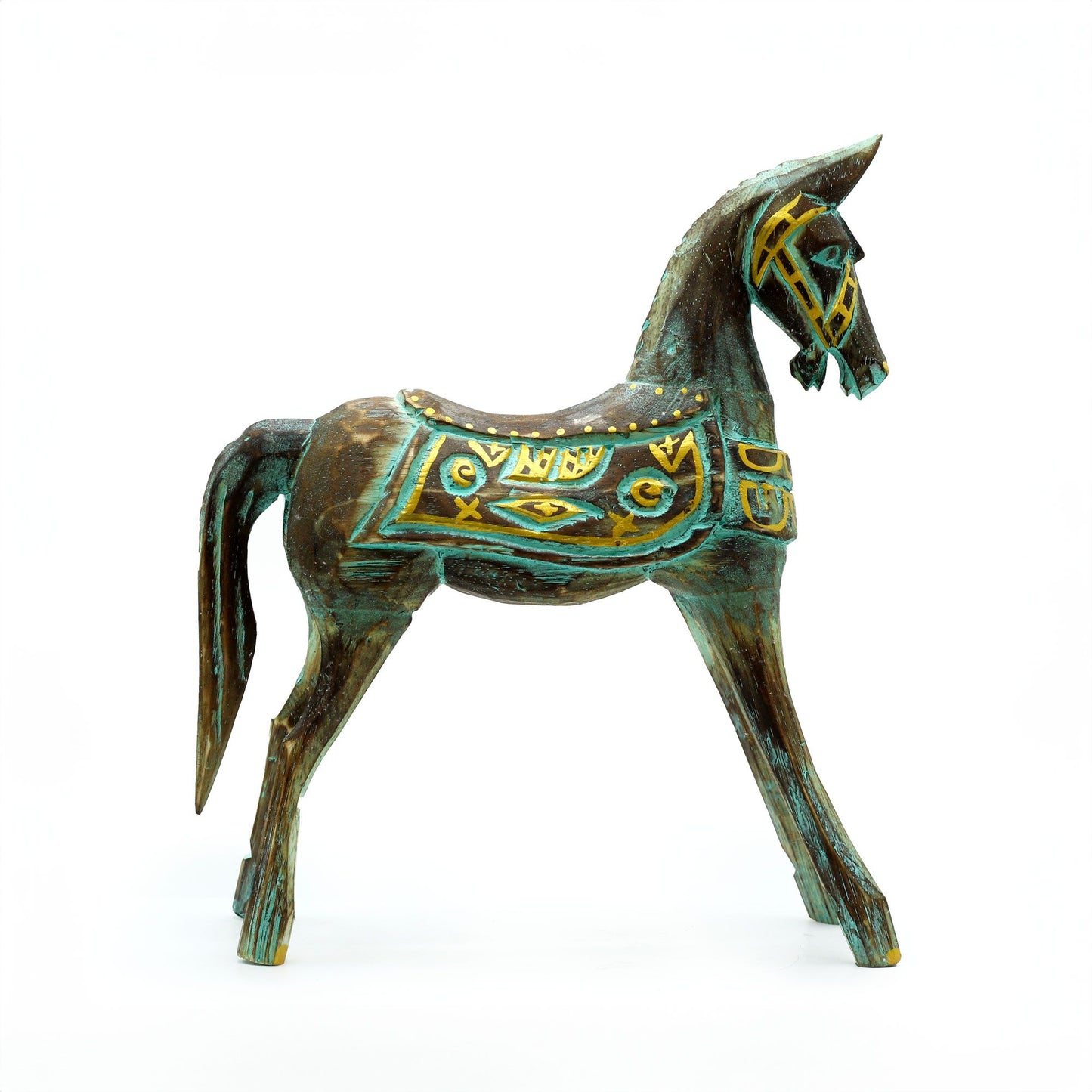 Medium Gold & Turquoise Horse 25 cm - Image medium-gold--turquoise-horse-25-cm-vintep-08