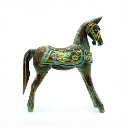 Medium Gold & Turquoise Horse 25 cm - Image medium-gold--turquoise-horse-25-cm-vintep-08