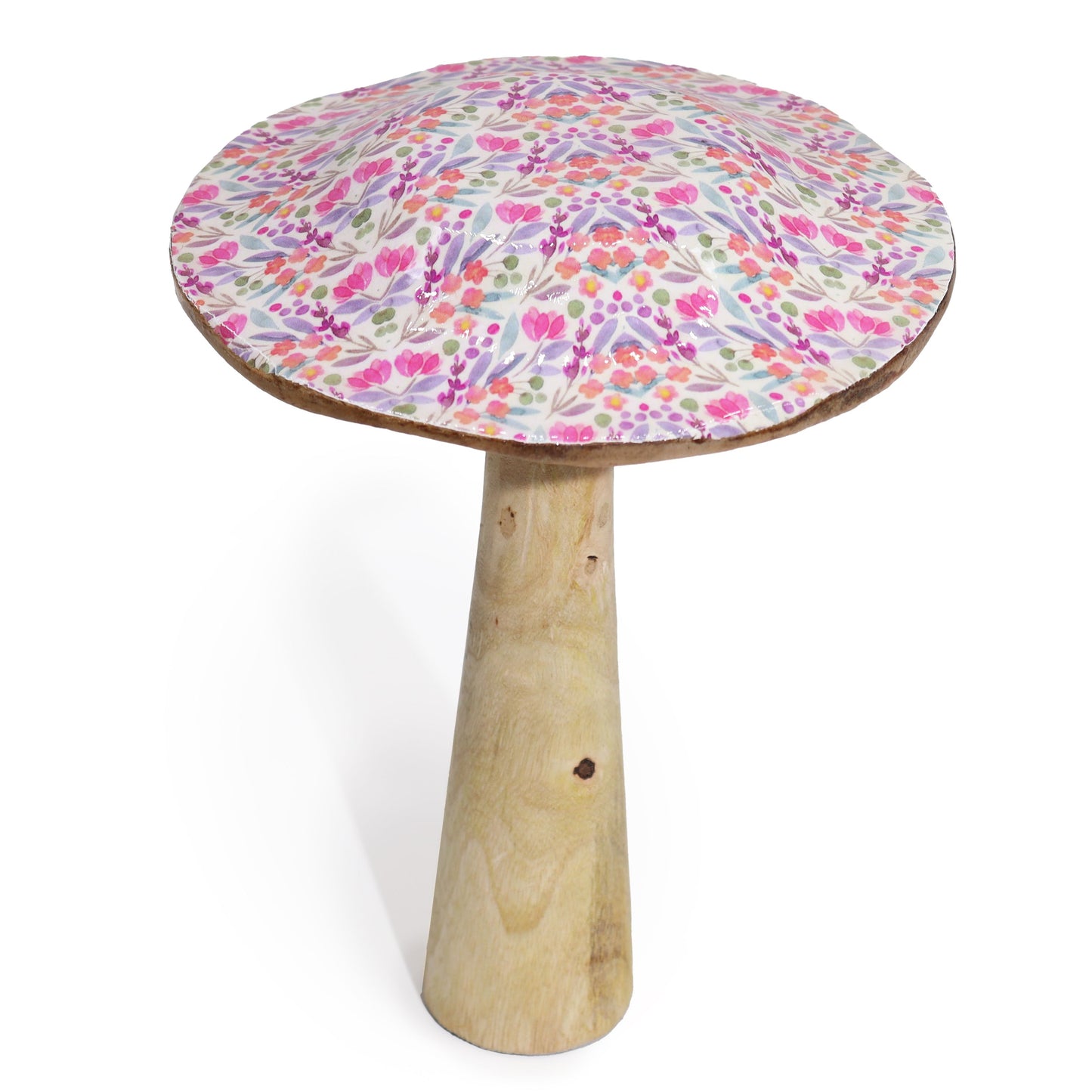 Large Wooden Mushroom - Pretty Floral - Image large-wooden-mushroom--pretty-floral-wmush-09