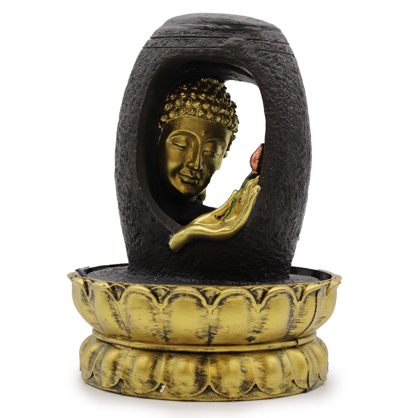 Tabletop Water Feature - 30cm - Golden Buddha & Vitarka Mudra - Image tabletop-water-feature--30cm--golden-buddha--vitarka-mudra-waterf-04
