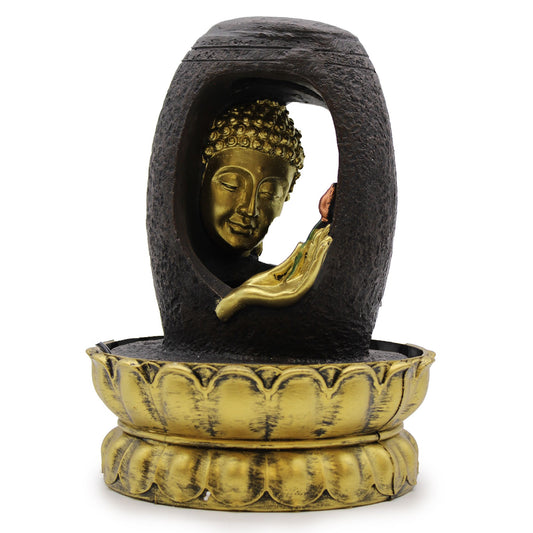 Tabletop Water Feature - 30cm - Golden Buddha & Vitarka Mudra - Image tabletop-water-feature--30cm--golden-buddha--vitarka-mudra-waterf-04