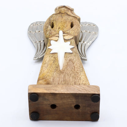 Large Mango Wood Peace Angel Metal Wings & Enamel Detail - Image large-mango-wood-peace-angel-metal-wings--enamel-detail-wang-10