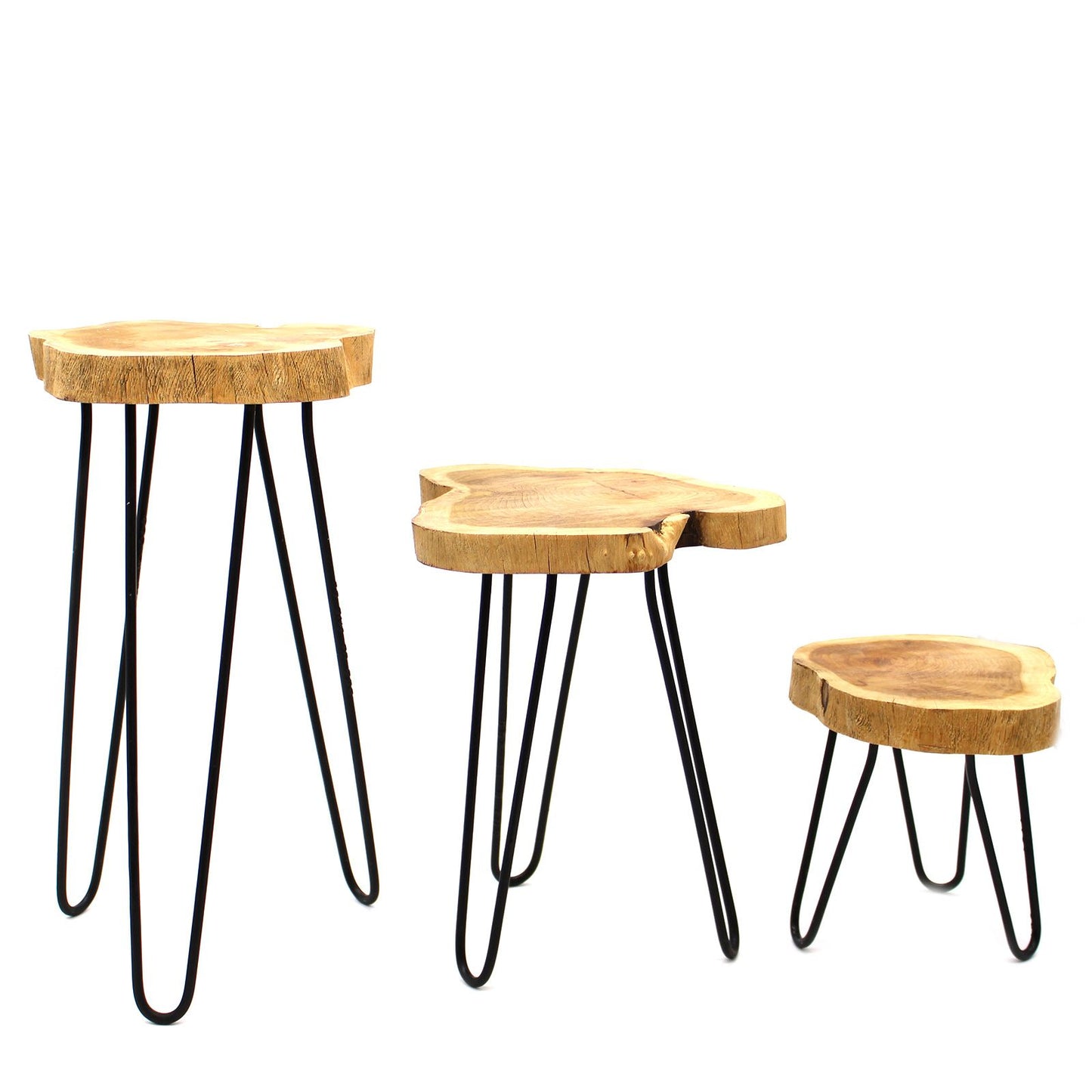 Set of 3 Gamal Wood Plant Stands - Natural - Image set-of-3-gamal-wood-plant-stands--natural-pss-03