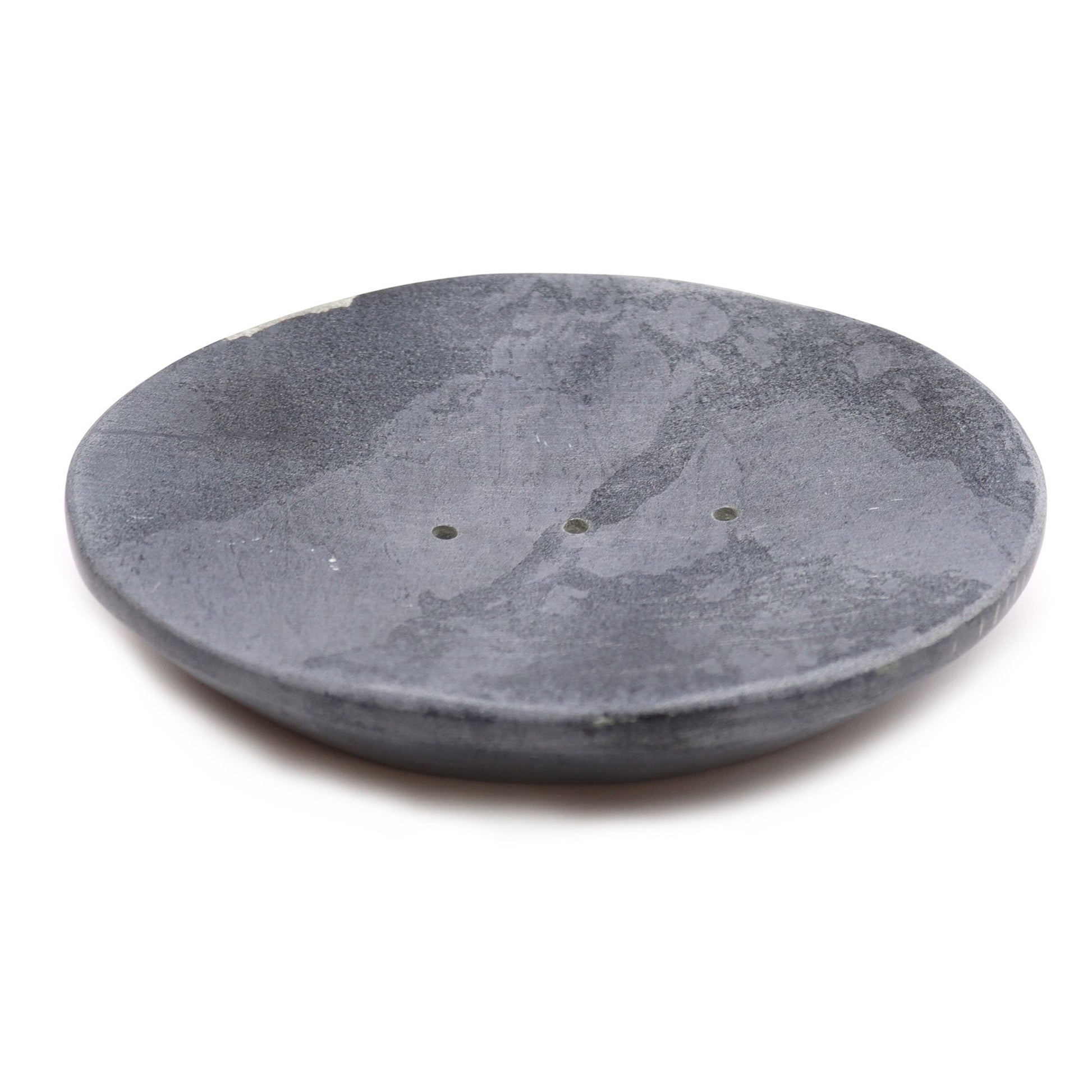 Grey Soapstone Soap Dish 10x12cm- Classic Oval - Image grey-soapstone-soap-dish-10x12cm-classic-oval-ssd-18
