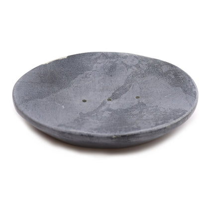 Grey Soapstone Soap Dish 10x12cm- Classic Oval - Image grey-soapstone-soap-dish-10x12cm-classic-oval-ssd-18