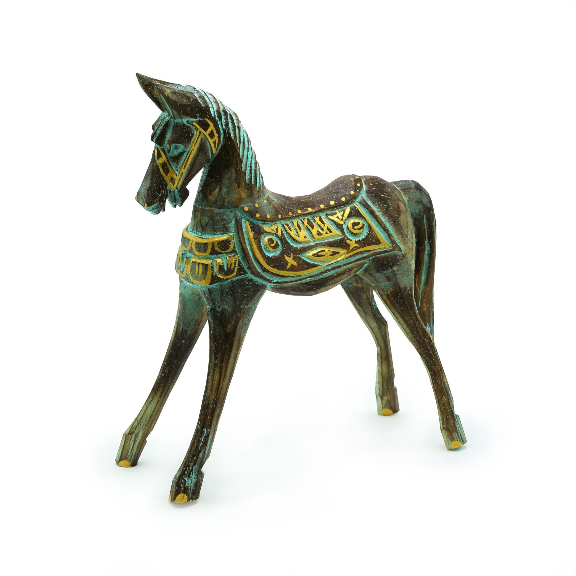 Medium Gold & Turquoise Horse 25 cm - Image medium-gold--turquoise-horse-25-cm-vintep-08