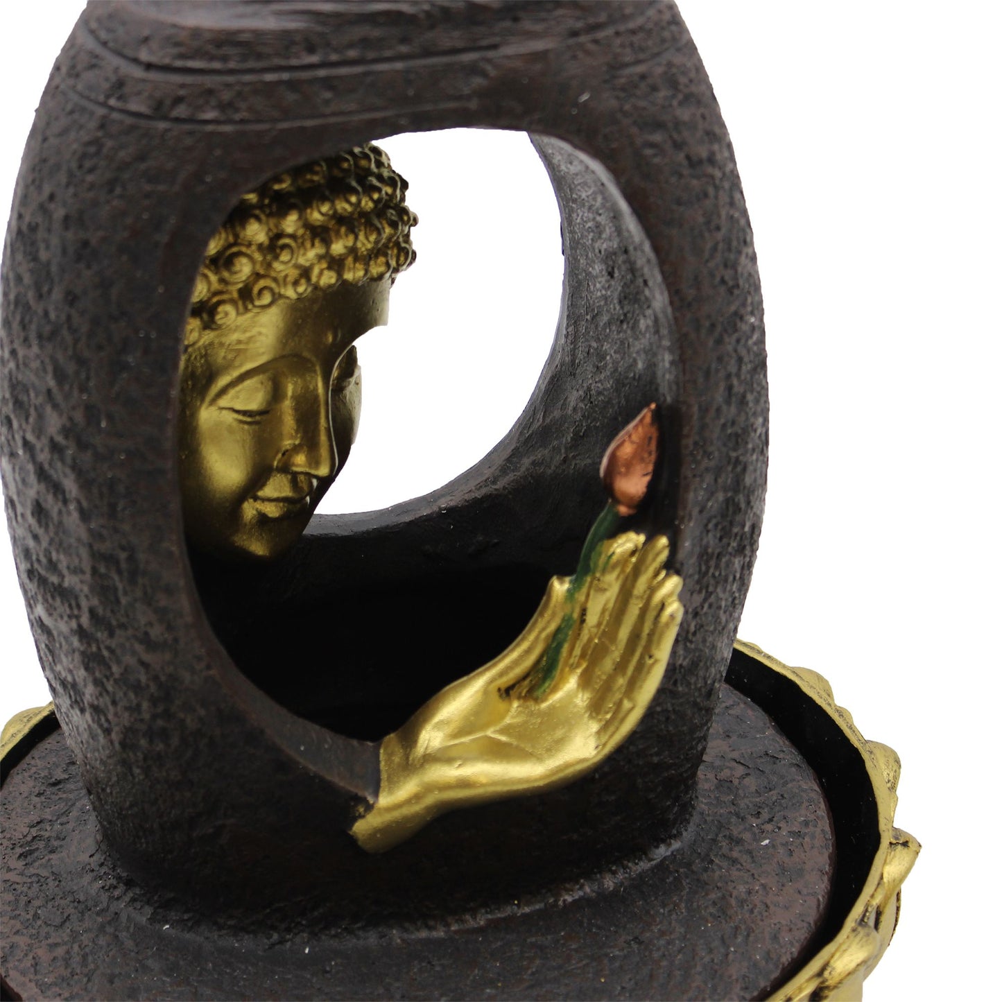 Tabletop Water Feature - 30cm - Golden Buddha & Vitarka Mudra - Image tabletop-water-feature--30cm--golden-buddha--vitarka-mudra-waterf-04