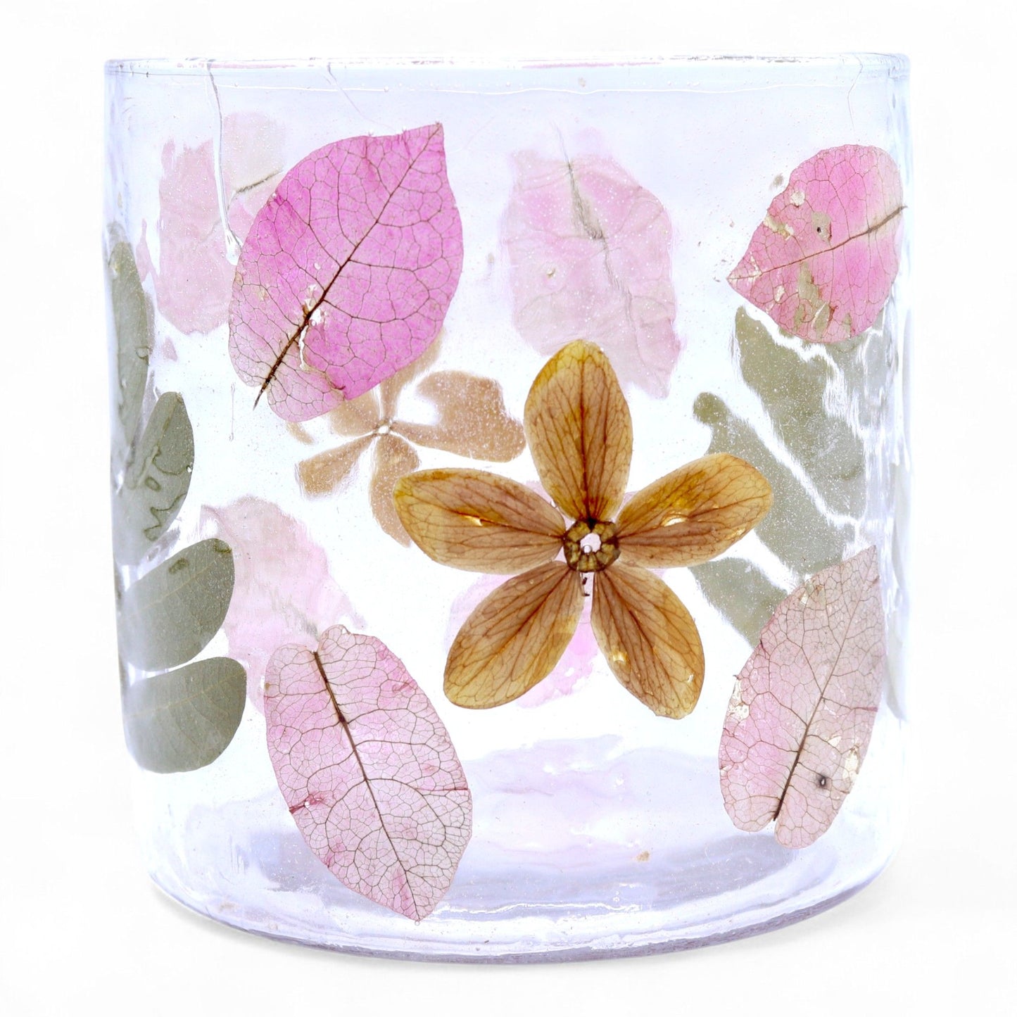 Natural Floral Glass - Straight Candle Holder - Primavera -  (8x8cm) - Image natural-floral-glass--straight-candle-holder--primavera---8x8cm-nfg-04