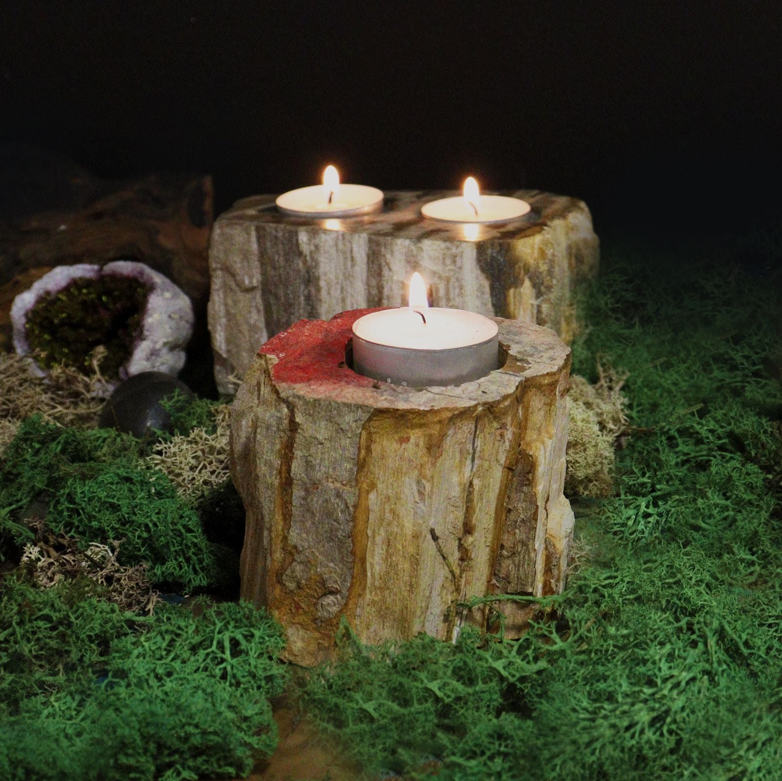 Petrified Wood Candle Holder - Single Tall - Image petrified-wood-candle-holder--single-tall-petw-02