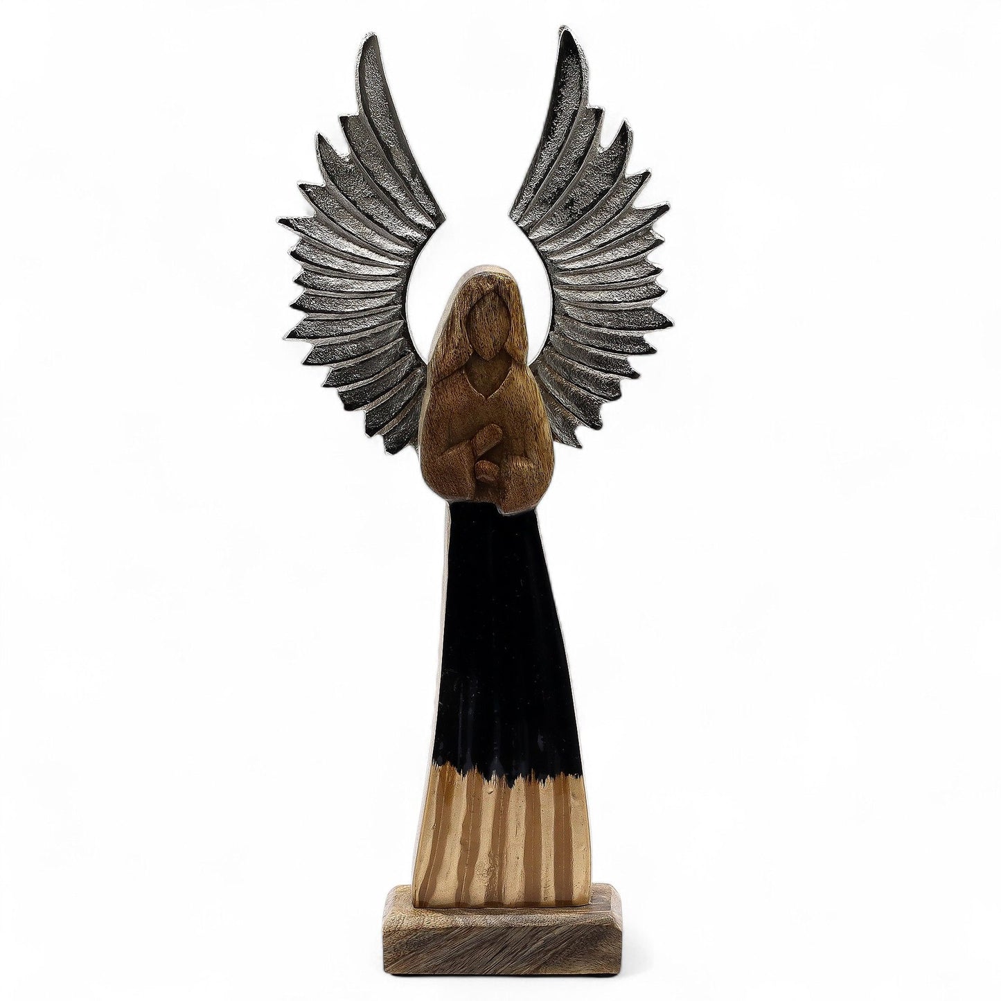 Large Mango Wood Gardian Angel Metal Wings & Enamel Detail - Image large-mango-wood-gardian-angel-metal-wings--enamel-detail-wang-11