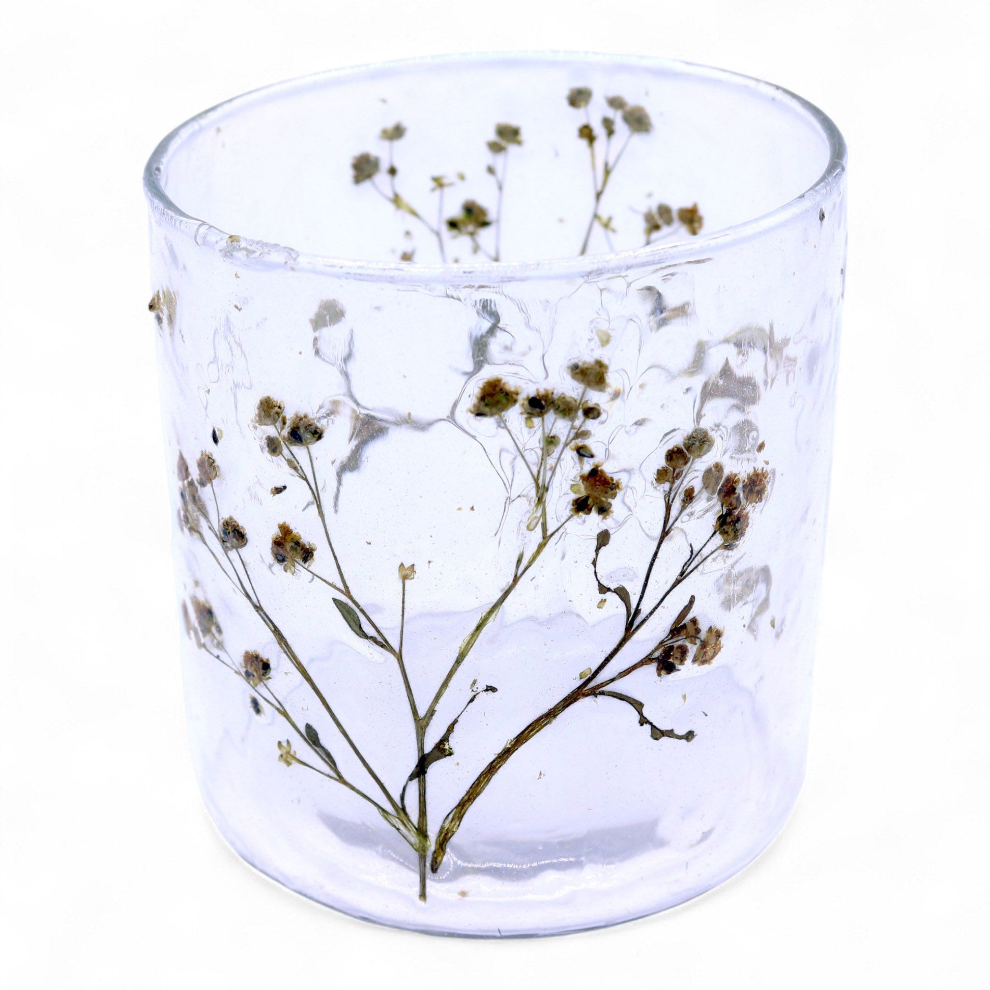 Natural Floral Glass - Straight Candle Holder - Margarita  - (8x8cm) - Image natural-floral-glass--straight-candle-holder--margarita---8x8cm-nfg-01
