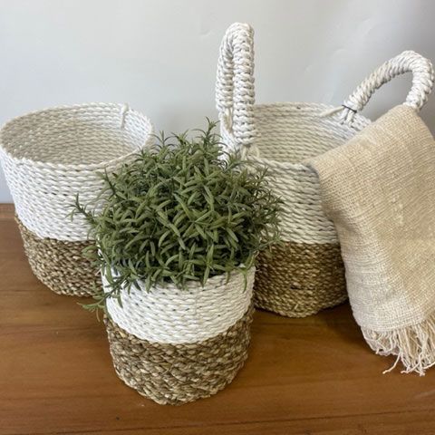 Seagrass Basket Set - Grey / Natural / White - Image seagrass-basket-set--grey--natural--white-sbs-03