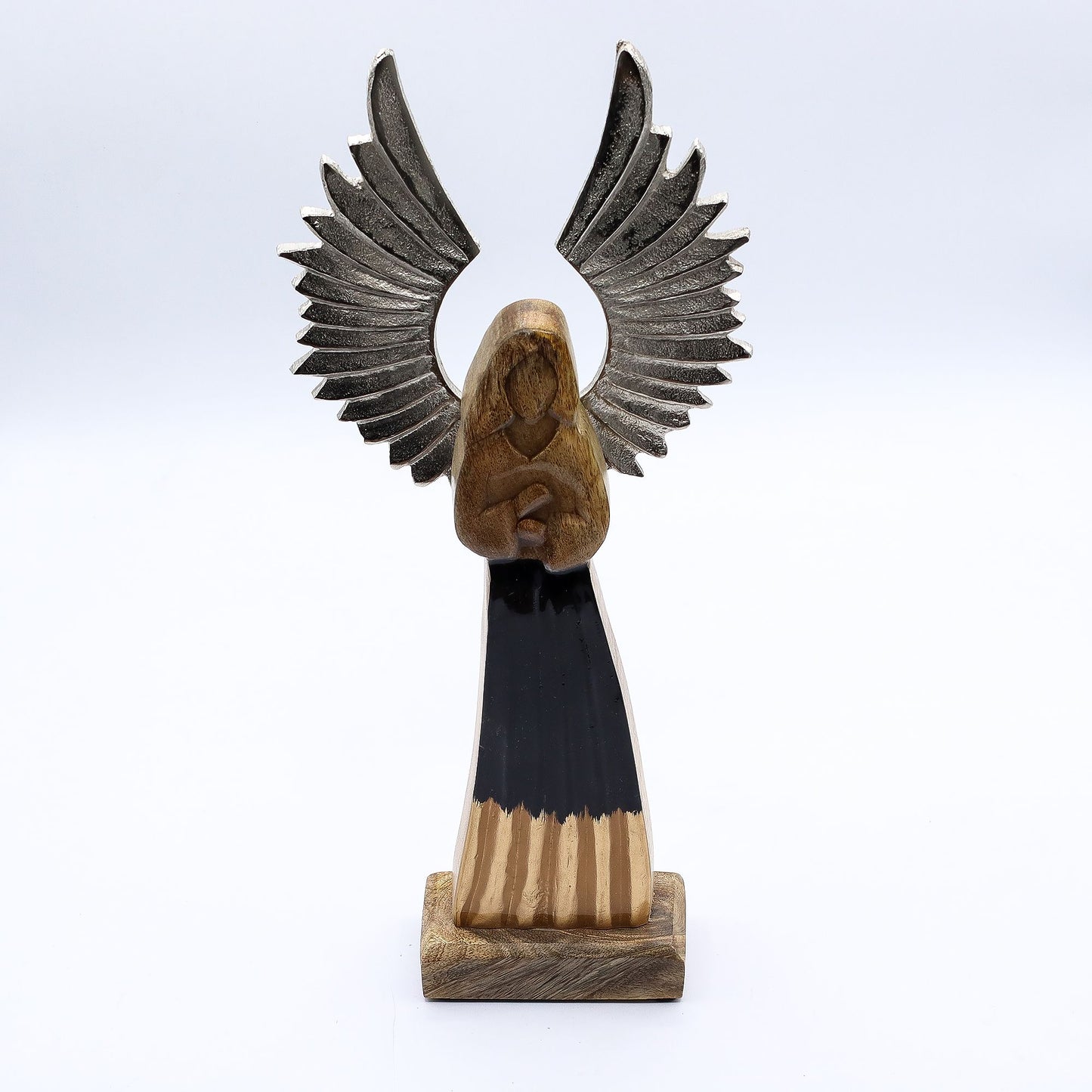 Large Mango Wood Gardian Angel Metal Wings & Enamel Detail - Image large-mango-wood-gardian-angel-metal-wings--enamel-detail-wang-11