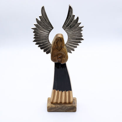 Large Mango Wood Gardian Angel Metal Wings & Enamel Detail - Image large-mango-wood-gardian-angel-metal-wings--enamel-detail-wang-11