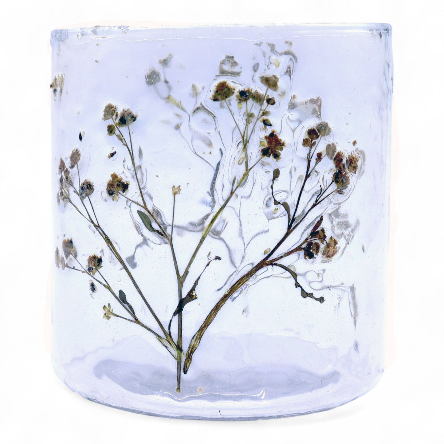 Natural Floral Glass - Straight Candle Holder - Margarita  - (8x8cm) - Image natural-floral-glass--straight-candle-holder--margarita---8x8cm-nfg-01