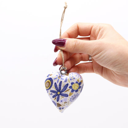 Lrg Decor Wood Heart -  Blue Floral - Image lrg-decor-wood-heart---blue-floral-weh-08