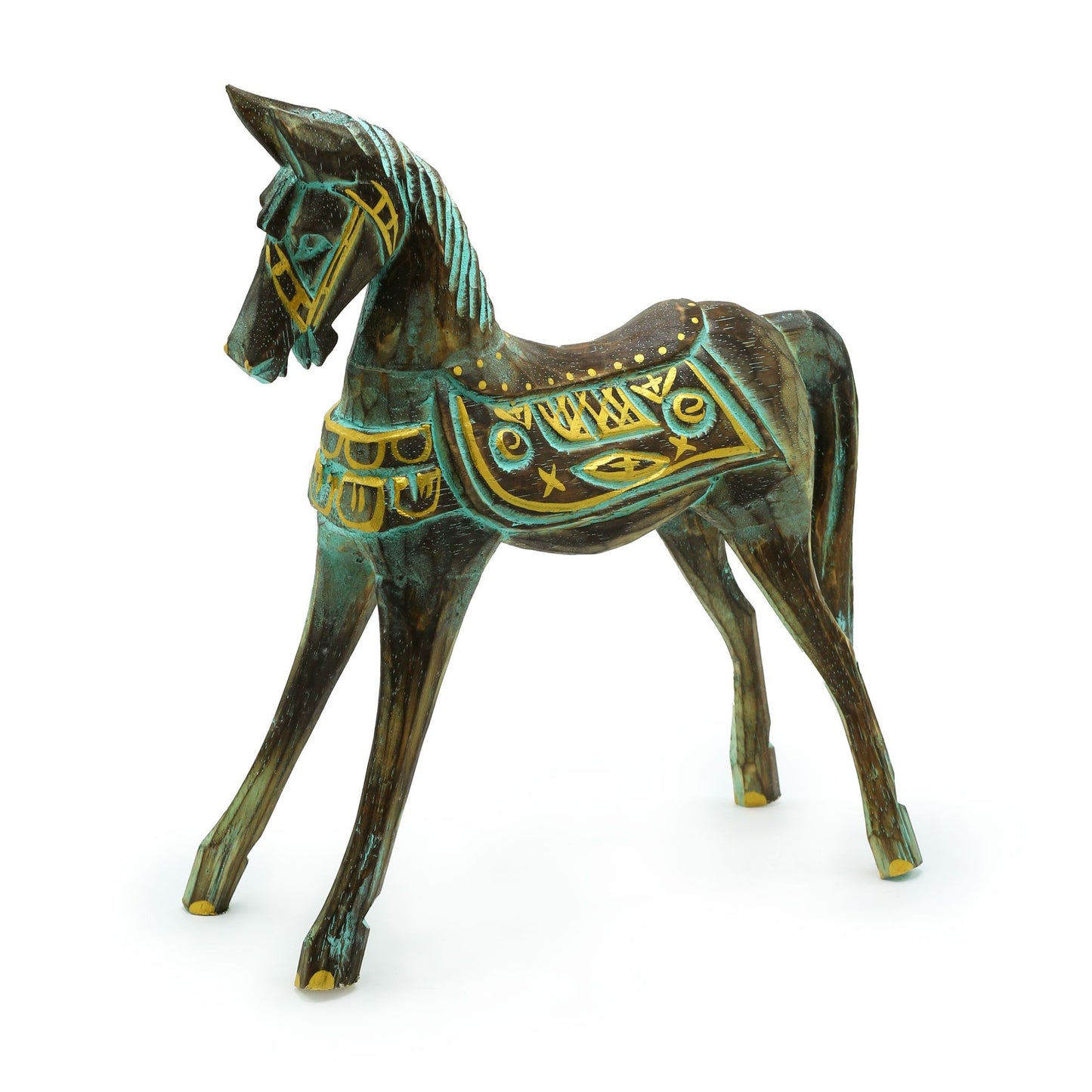 Large Gold & Turquoise Horse 32 cm - Image large-gold--turquoise-horse-32-cm-vintep-09