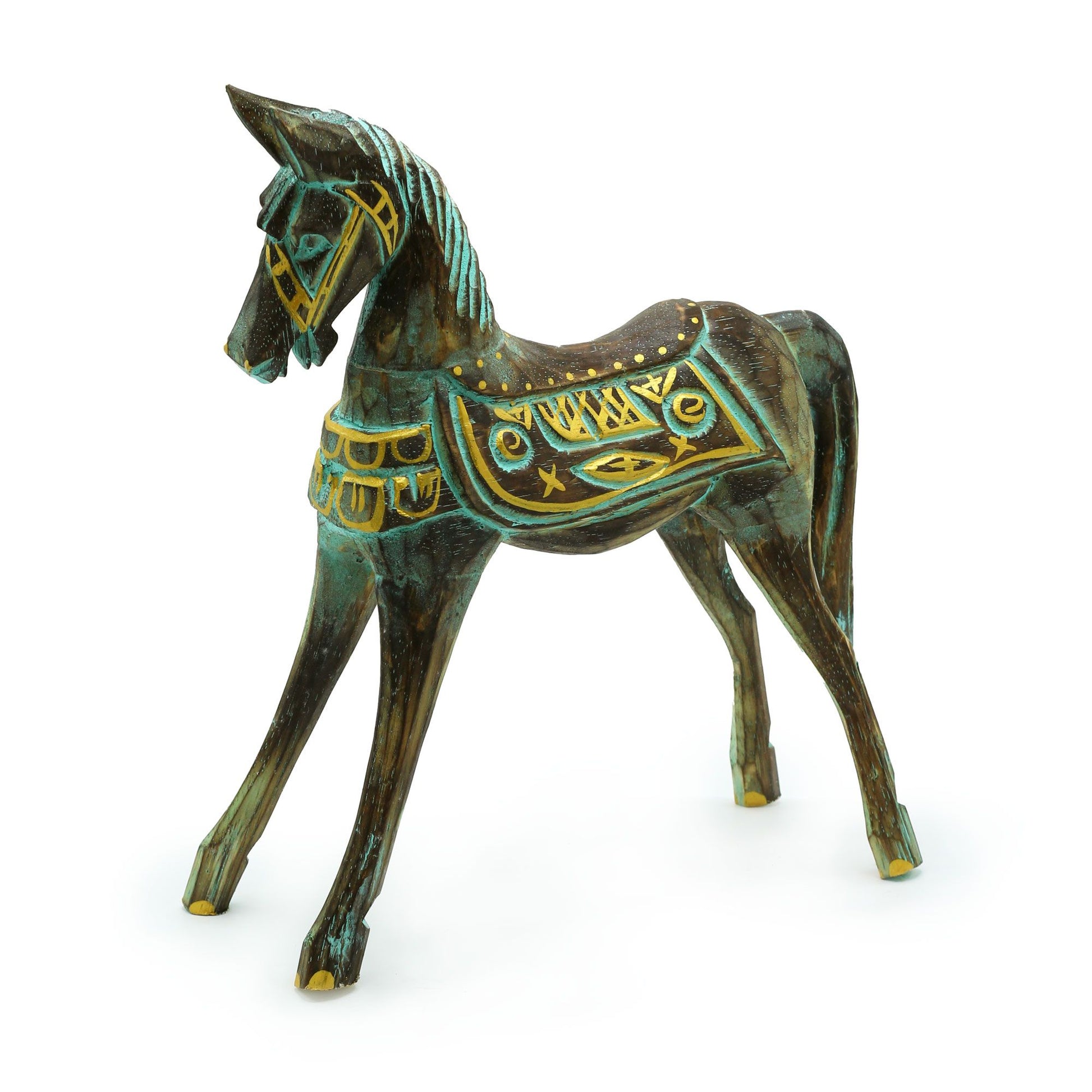 Large Gold & Turquoise Horse 32 cm - Image large-gold--turquoise-horse-32-cm-vintep-09