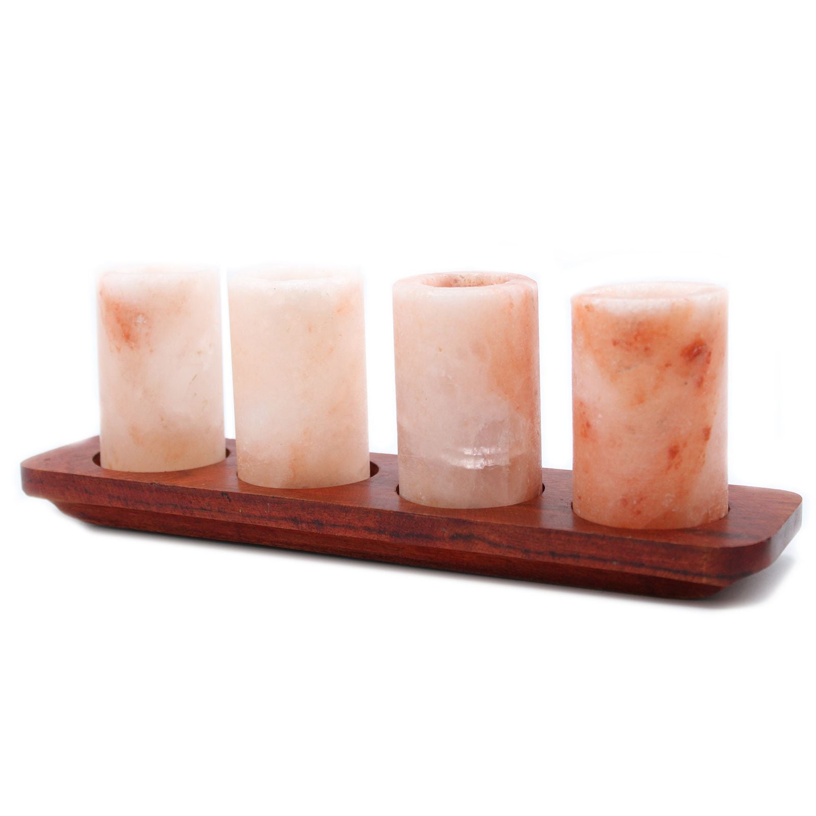 Set of 4 Himalayan Salt Shot Glasses & Wood Serving Stand - Image set-of-4-himalayan-salt-shot-glasses--wood-serving-stand-qsalts-01