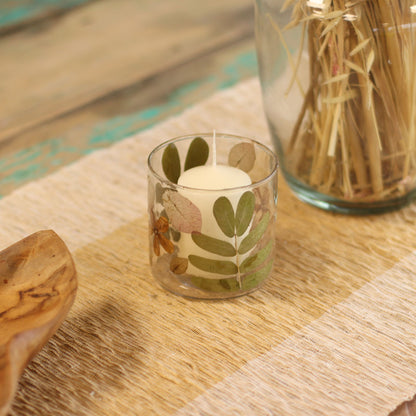 Natural Floral Glass - Straight Candle Holder - Primavera -  (8x8cm) - Image natural-floral-glass--straight-candle-holder--primavera---8x8cm-nfg-04