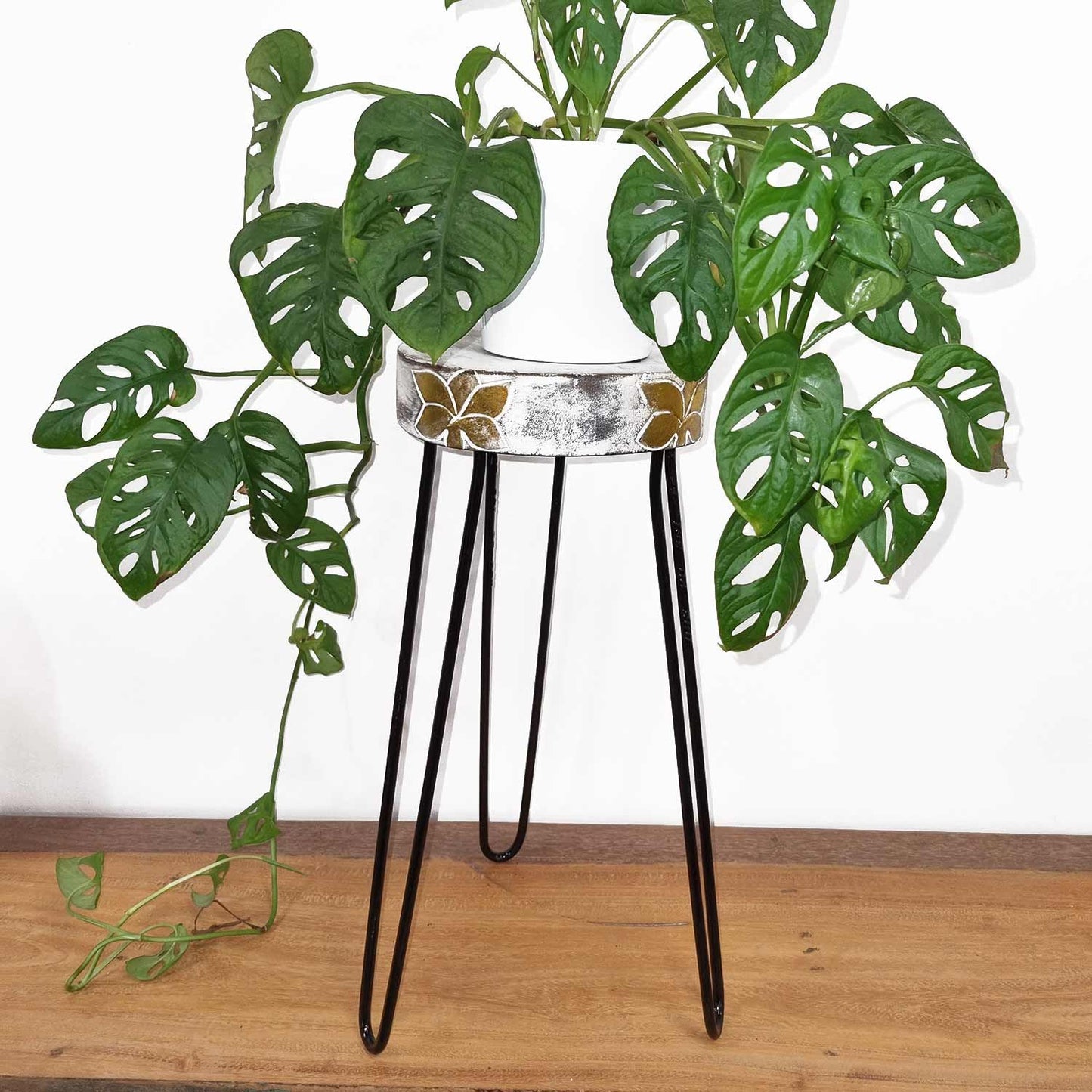 Albasia Wood Plant Stand - Whitewash - Image albasia-wood-plant-stand--whitewash-hps-01