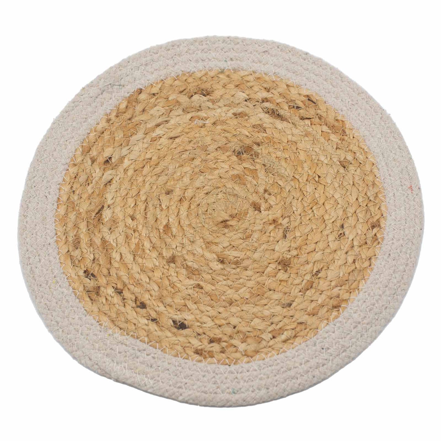 Natural Place Mat - Jute & Cotton 30cm - Ivory Border - Image natural-place-mat--jute--cotton-30cm--ivory-border-npmat-01