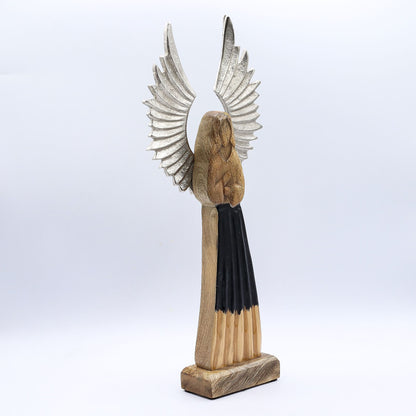 Large Mango Wood Gardian Angel Metal Wings & Enamel Detail - Image large-mango-wood-gardian-angel-metal-wings--enamel-detail-wang-11